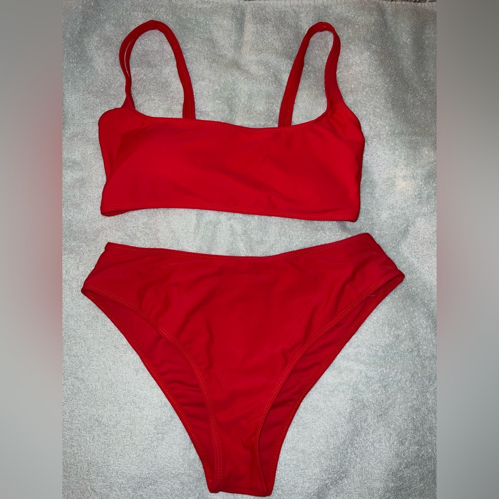 Red SHEIN high waisted bikini